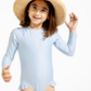 Girl Powder Blue Stripe Rashguard One Piece