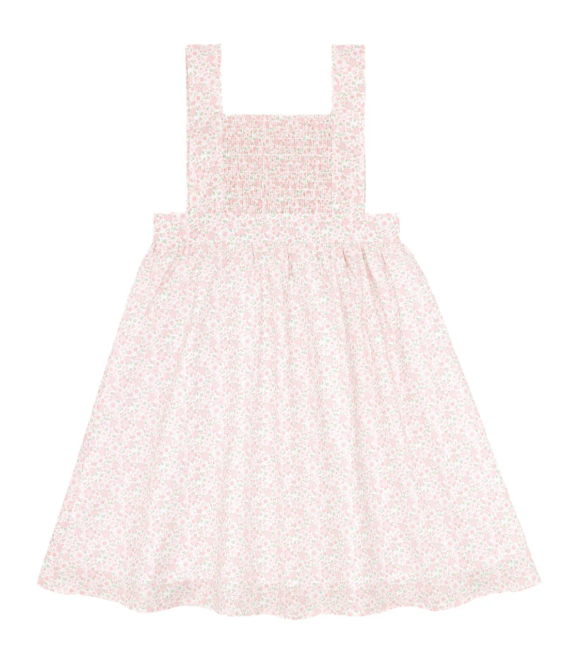 Girl Antique Floral Smocked Bib Dress