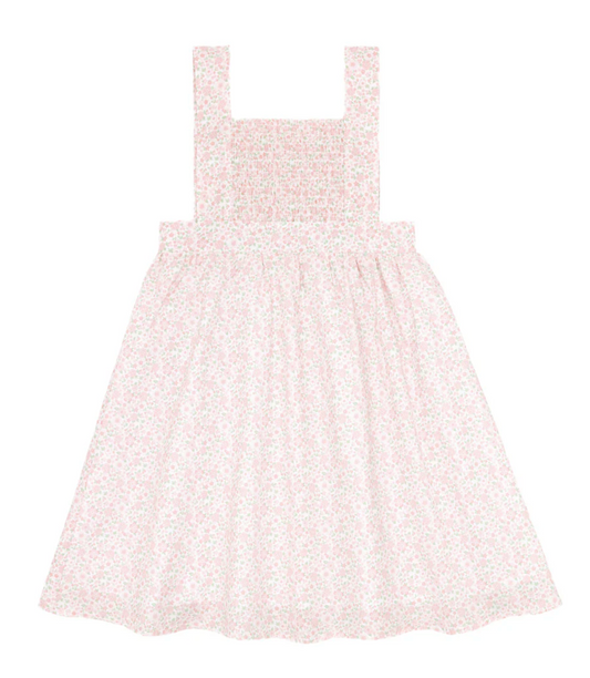 Girl Antique Floral Smocked Bib Dress