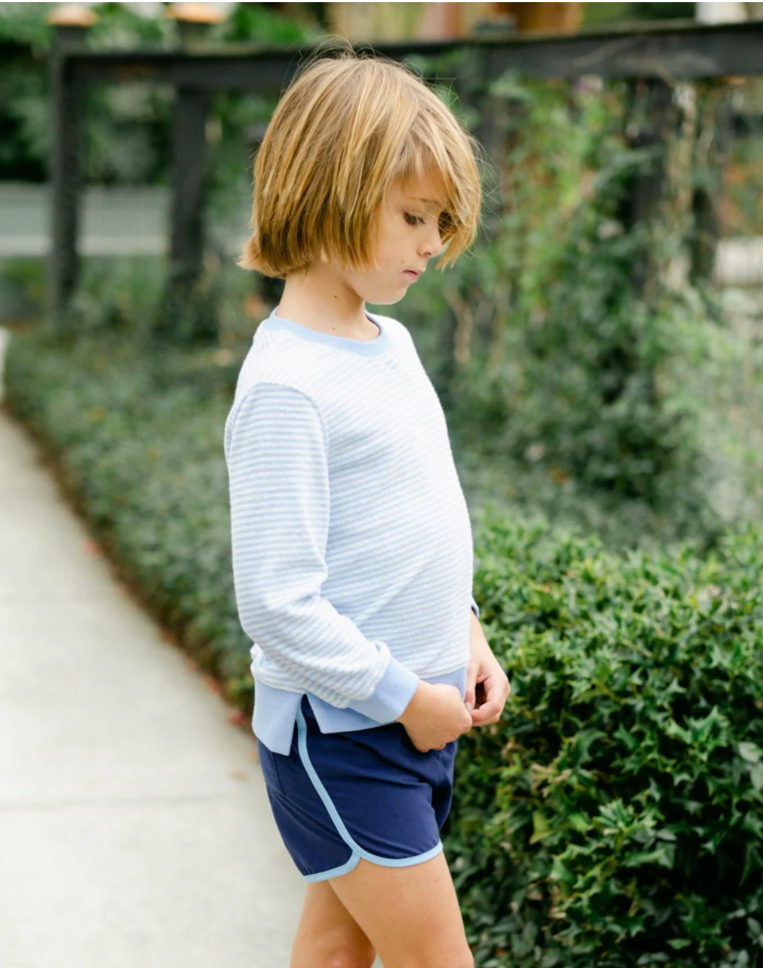 Unisex Powder Blue Stripe French Terry Sweatshirt