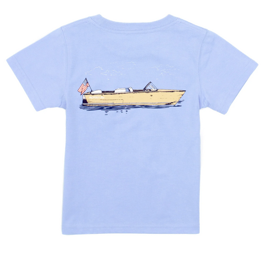 Boy Boating Tradition Short Sleeve T-Shirt, Light Blue