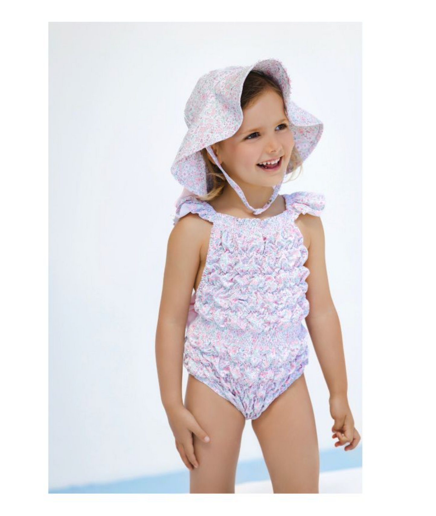 Pink Ditsy Floral Lycra Sunny Hat