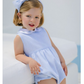 Girl's Blue Seersucker Romper with Bows