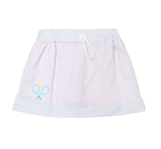 Tennis Miley Skort, Cherry Berry Stripe Seersucker