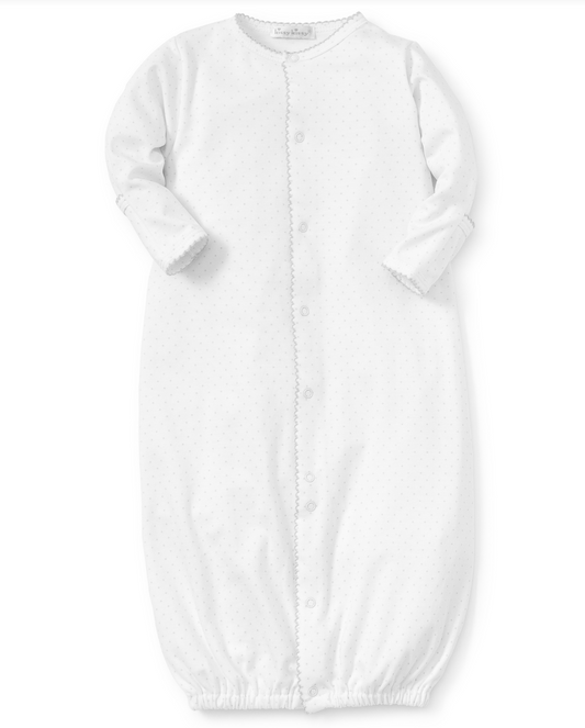 Polka Dot Converter Gown, White with Grey