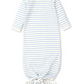 Basic Stripe Knotted Gown, White with Blue