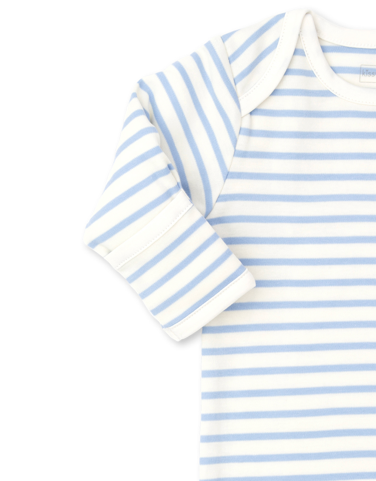 Basic Stripe Knotted Gown, White with Blue