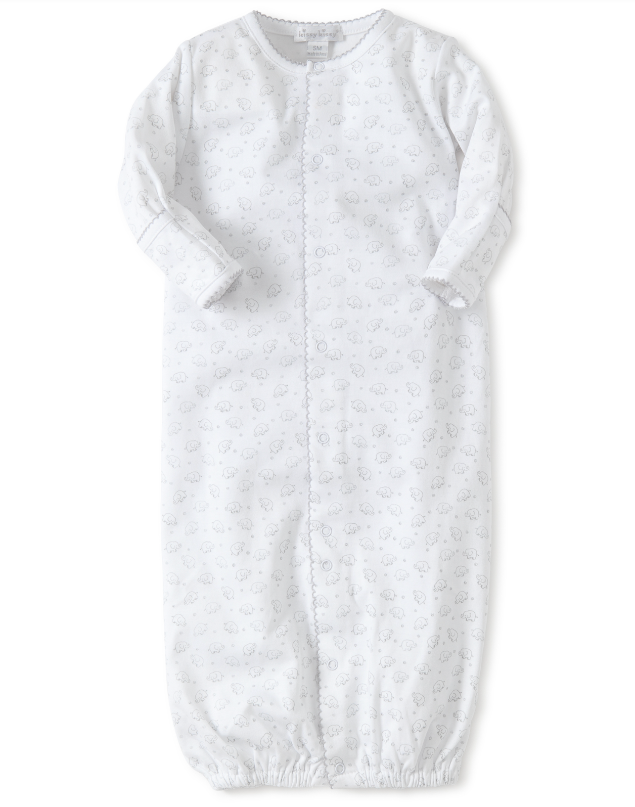 Elephant Fun Converter Gown, White with Grey