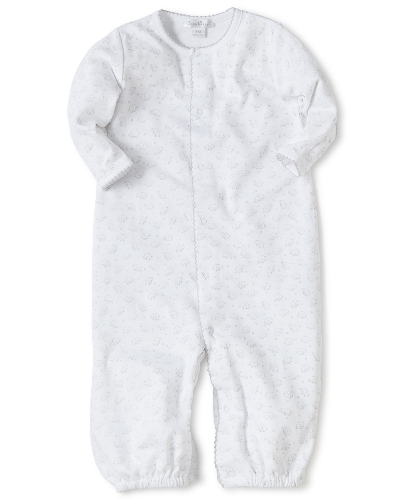 Elephant Fun Converter Gown, White with Grey