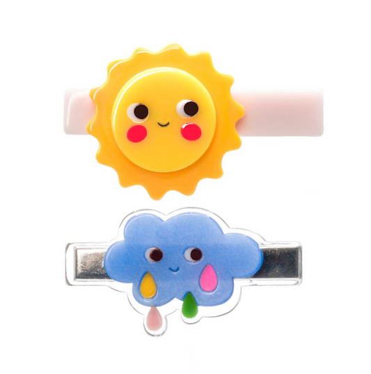 Sun Cloud Yellow Blue Hair Clips