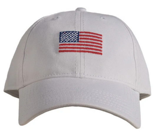 Kids Baseball Hat, American Flag White