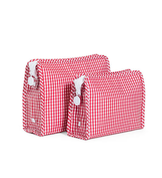 Large Roadie Zip Pouch, Red Gingham