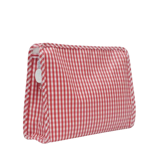 Medium Roadie Zip Pouch, Red Gingham