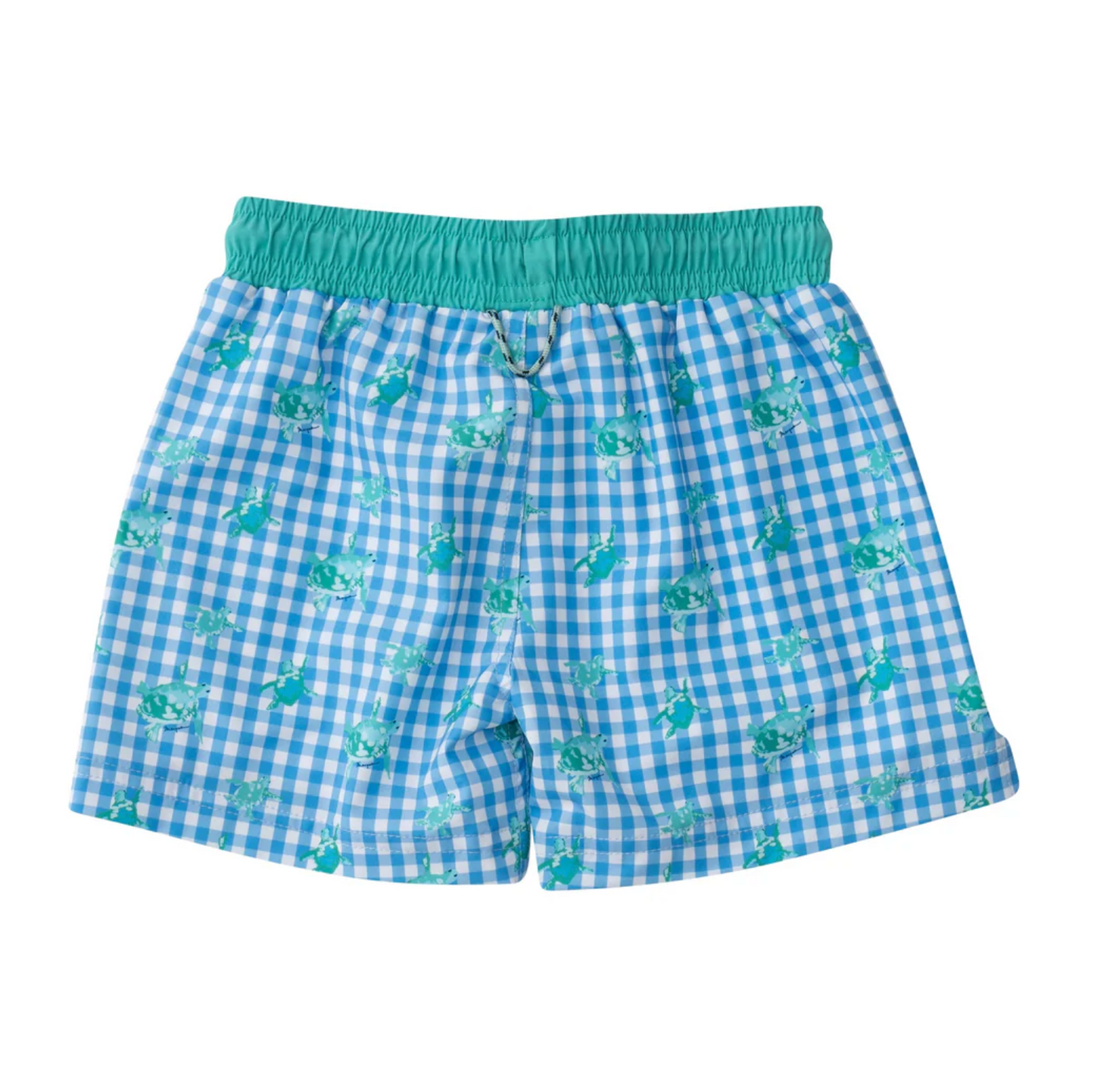 Marina Gingham Turtle Print Boys' Boogie Board Swim Trunk