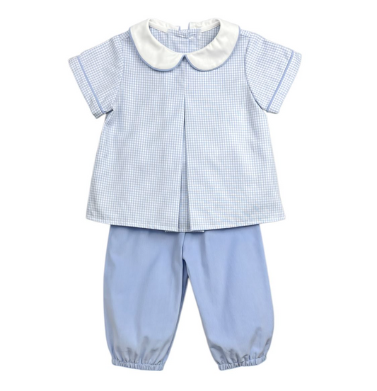 Bloomer Pant Set, Blue Check Oxford