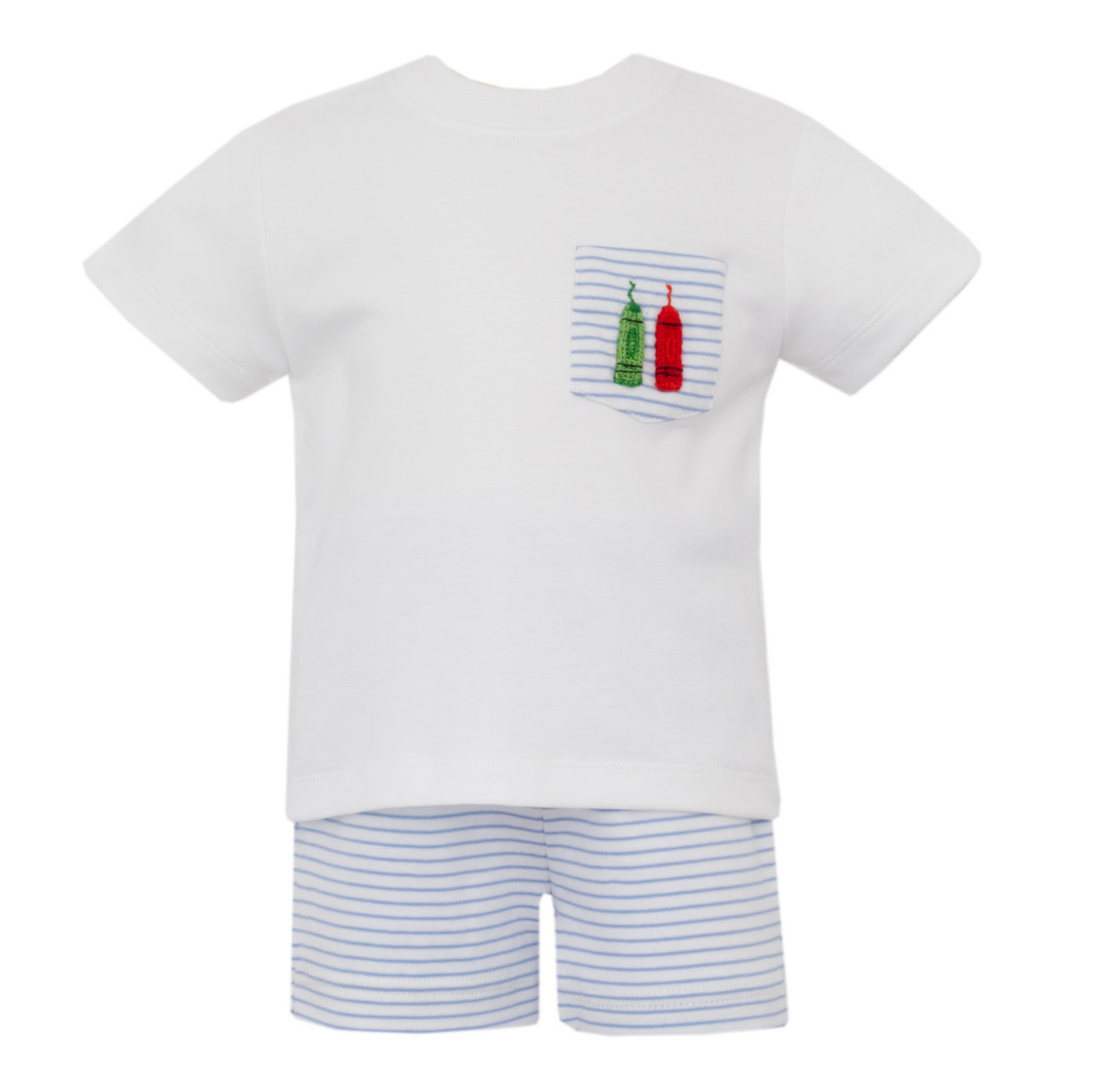 Crayons Blue Stripe Knit Short Set