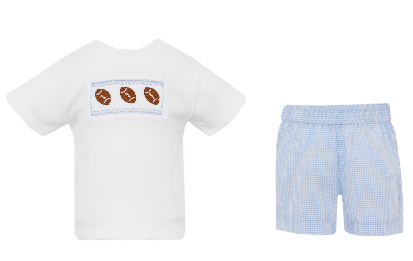 Football Blue Gingham Short Set