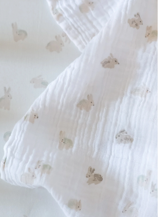 Muslin Swaddle, Hoppy Bunny