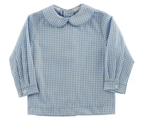 Blue Check Boys Piped Shirt
