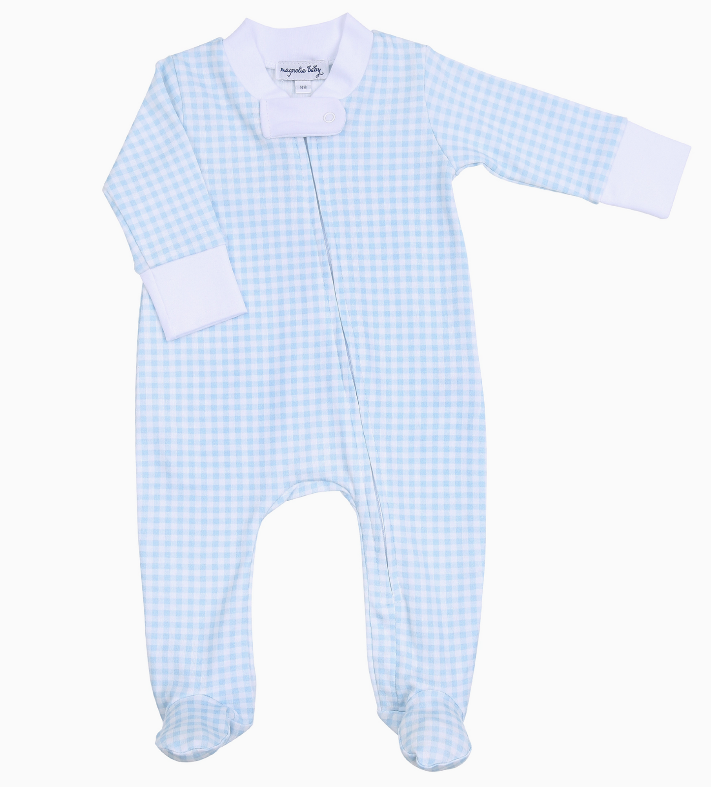 Blue Mini Checks Zippered Boy Footie