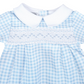Mini Checks Blue Smocked Collared Boy Footie
