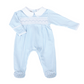 Mini Checks Blue Smocked Collared Boy Footie
