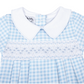 Mini Checks Blue Smocked Collared Bubble