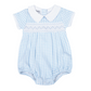 Mini Checks Blue Smocked Collared Bubble