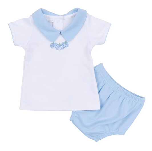 Precious Pumpkins Collared Short Sleeve Diaper Cover Set