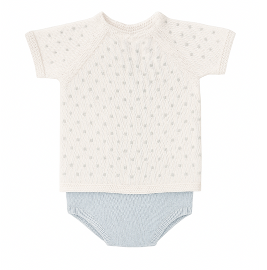 Dot Diaper Set, White with Blue