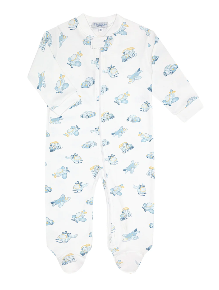 Mini Voyagers Print Zipper Footie