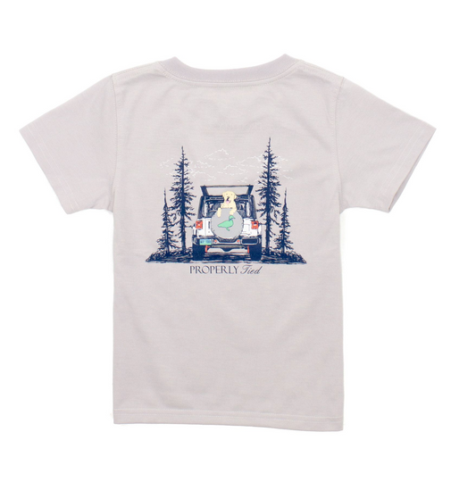 Boys Performance Short Sleeve Tee, Catch a Ride Ice Grey