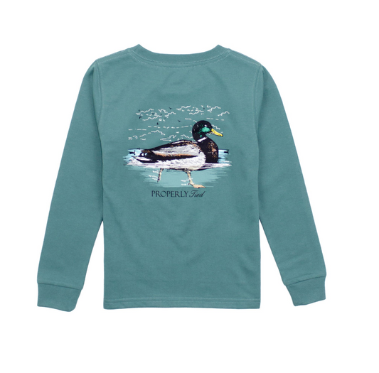 Boys Swimming Mallard T-Shirt Marine Green