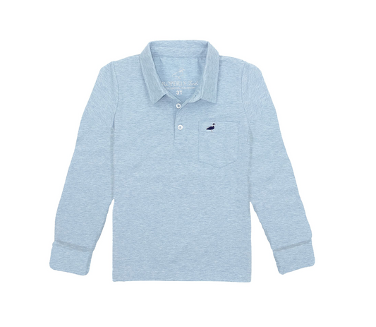 Boy's Harrison Pocket Polo Long Sleeve Moon Blue