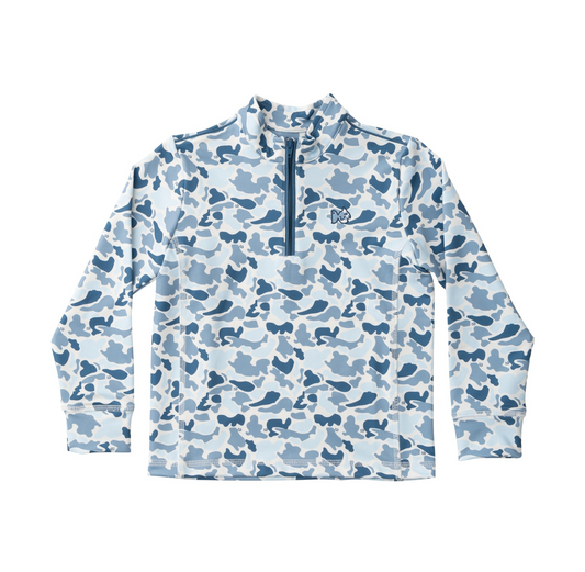 Blue Break Point Camo Boys PRO Performance 1/4 Zip Pullover