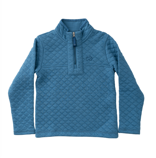 Copen Blue Boys Quilted Zip Pullover