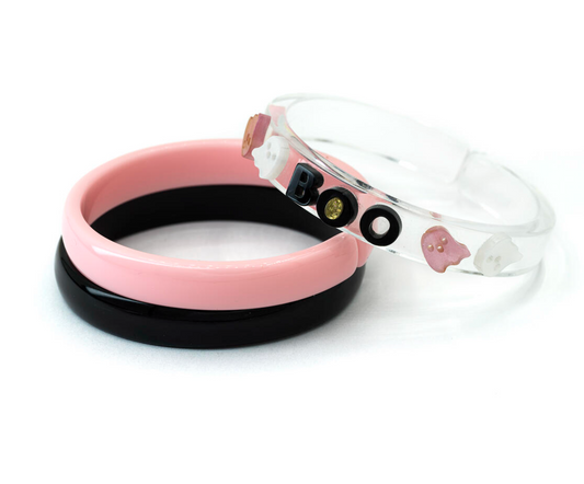 Set of 3 Bangles, Ghost Boo Glitter Gold