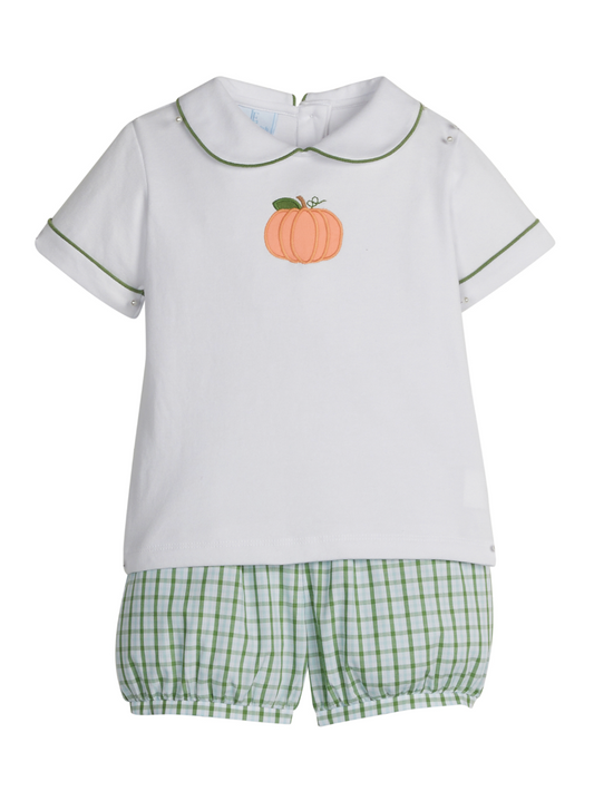 Applique Peter Pan Banded Short Set, Pumpkin