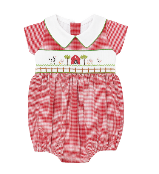 Noah Smocked Bubble, Red Barn