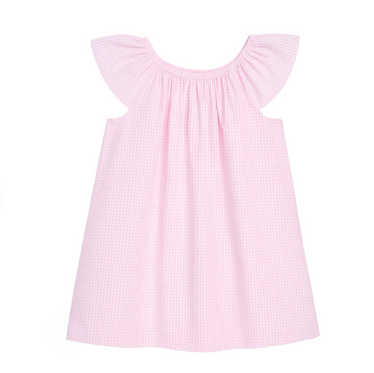 Elaine Blouse, Pink Mini Check Seersucker