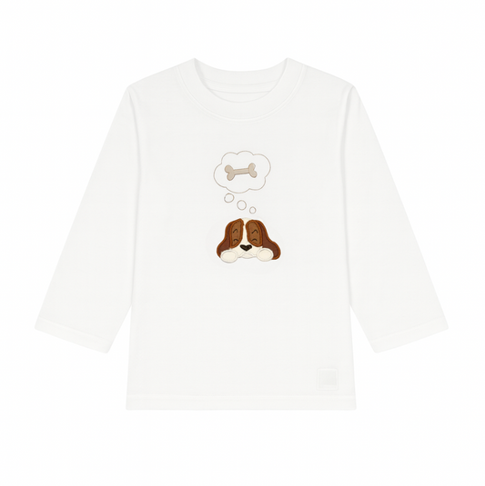 Long Sleeve Applique T-Shirt, Dreaming Dog