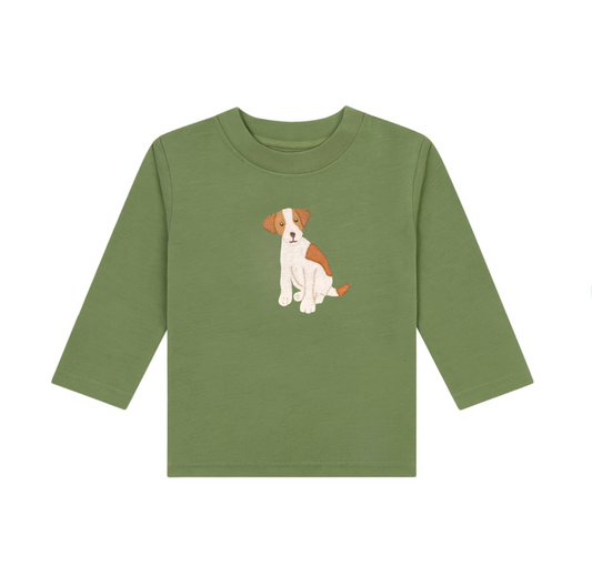 Long Sleeve Applique T-Shirt, Jack Russell