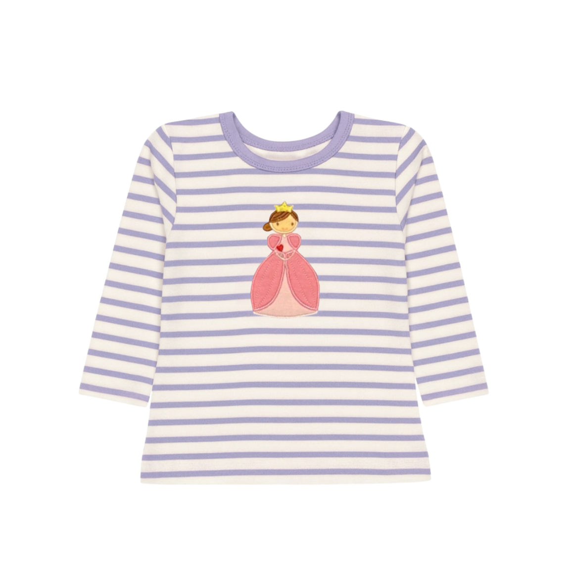 Long Sleeve Applique Striped Top, Princess