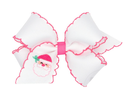 Embroidered Hair Bow, Holiday Santa Moonstitch
