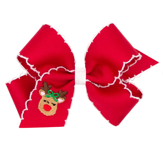 Embroidered Hair Bow, Reindeer Moonstitch