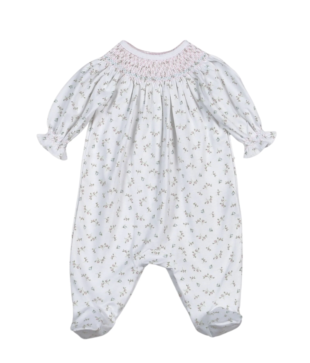 Bella Floral Smocked Bishop Footie