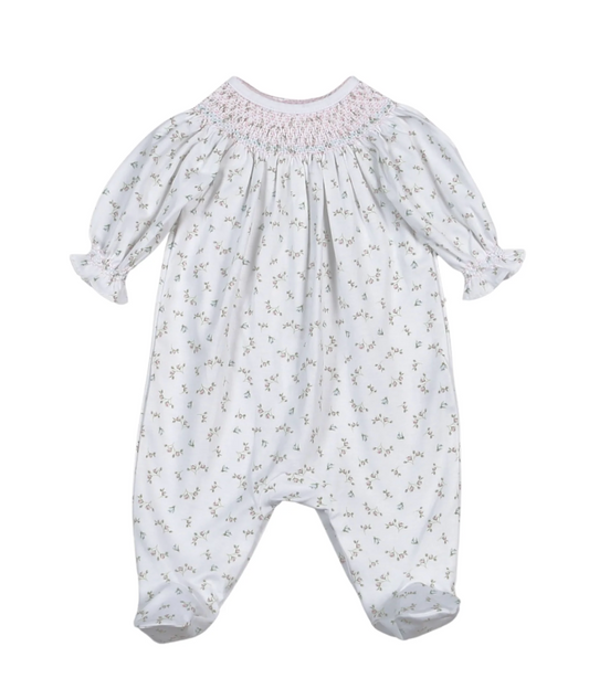 Bella Floral Smocked Bishop Footie
