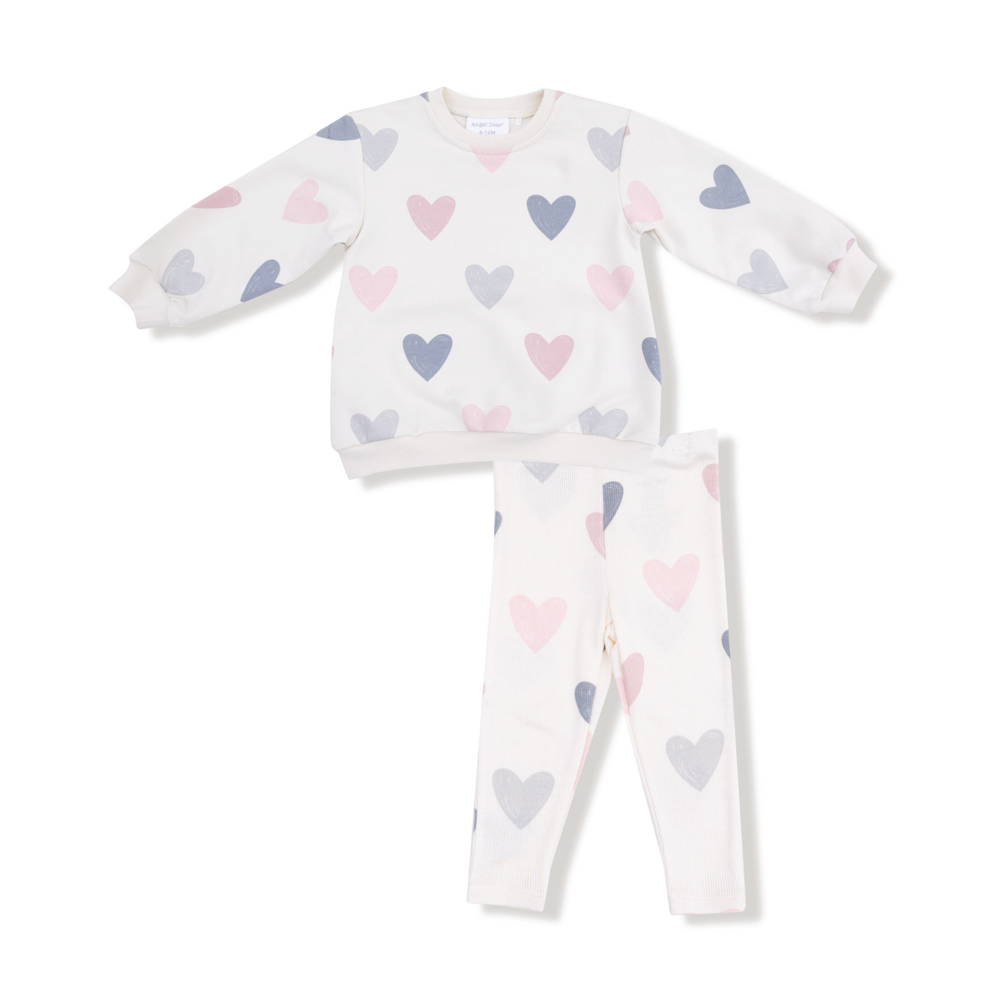 French Terry Hearts Puffy Long Sleeve Oversized Sweatshirt + Legging Set