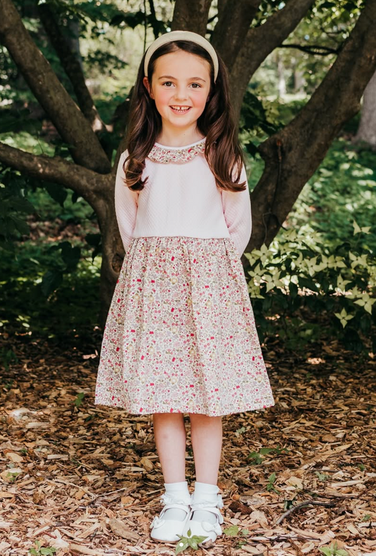 Quilted Dress With Floral Skirt