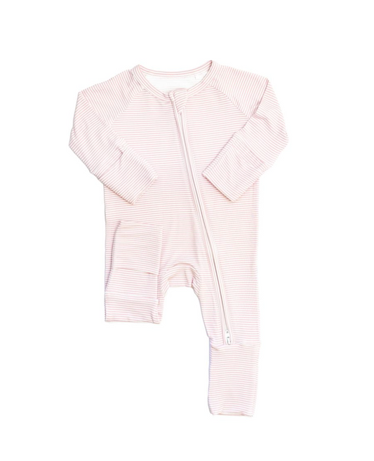 Zippered Sleeper Romper, Stripe